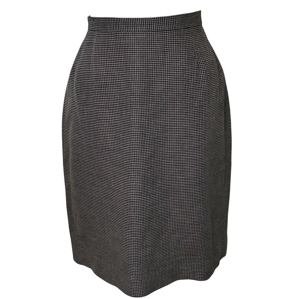 Liz Claiborne Collection Houndstooth Wool Blend Pencil Skirt Brown  8 Vintage